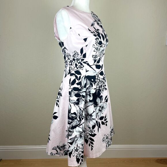 ~ 10 Lauren Ralph Lauren Dress Pink Cocktail A-line Sleeveless Floral Knee Midi - Picture 9 of 16